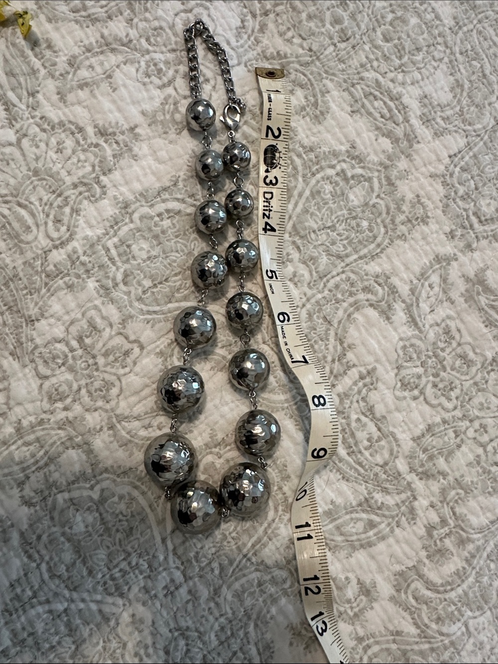 Chico's Silver Faceted Statement Bead Necklace